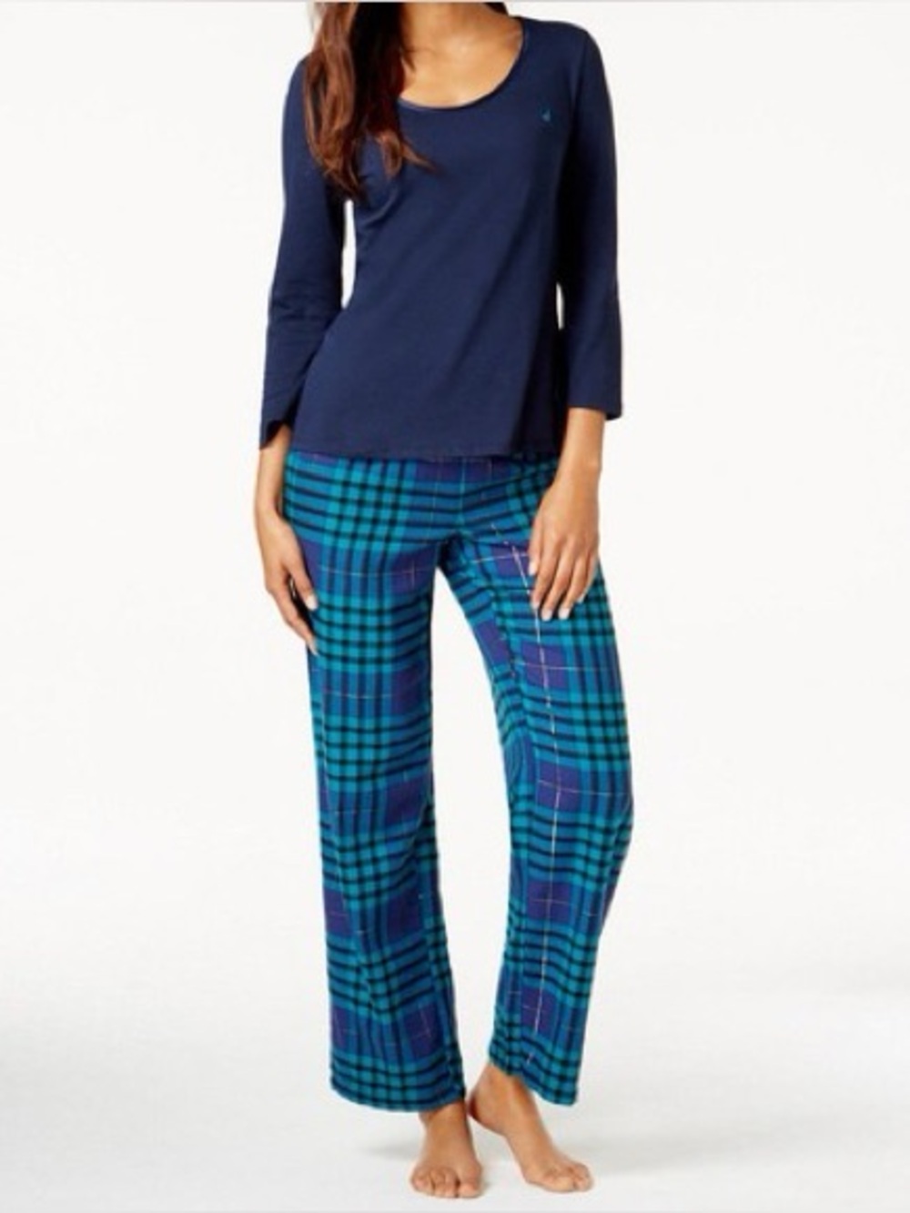 Nautica Blue Plaid Holiday Sleep Set Size XS